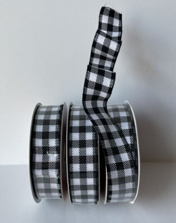 Black and White Gingham/Buffalo/Check Ribbon-7/8"X5yd