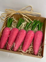 
              Set of 5- Hot Pink Flocked Carrots
            