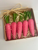 
              Set of 5- Hot Pink Flocked Carrots
            