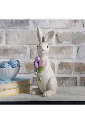 Bunny with Flowers Figurine