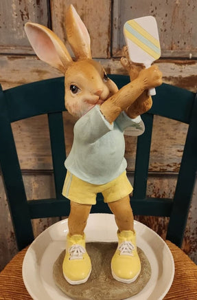 Pickle Ball Easter Bunny Figurine