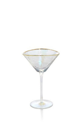 Kampari Triangular Martini Glasses with Gold Rim, Set of 4