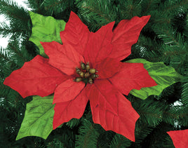 Faux 24" & 36" Velvet Poinsettia Stem in stunning red